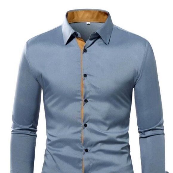 Grey Mens Button Up Tee Shirt - Picture 1 of 7